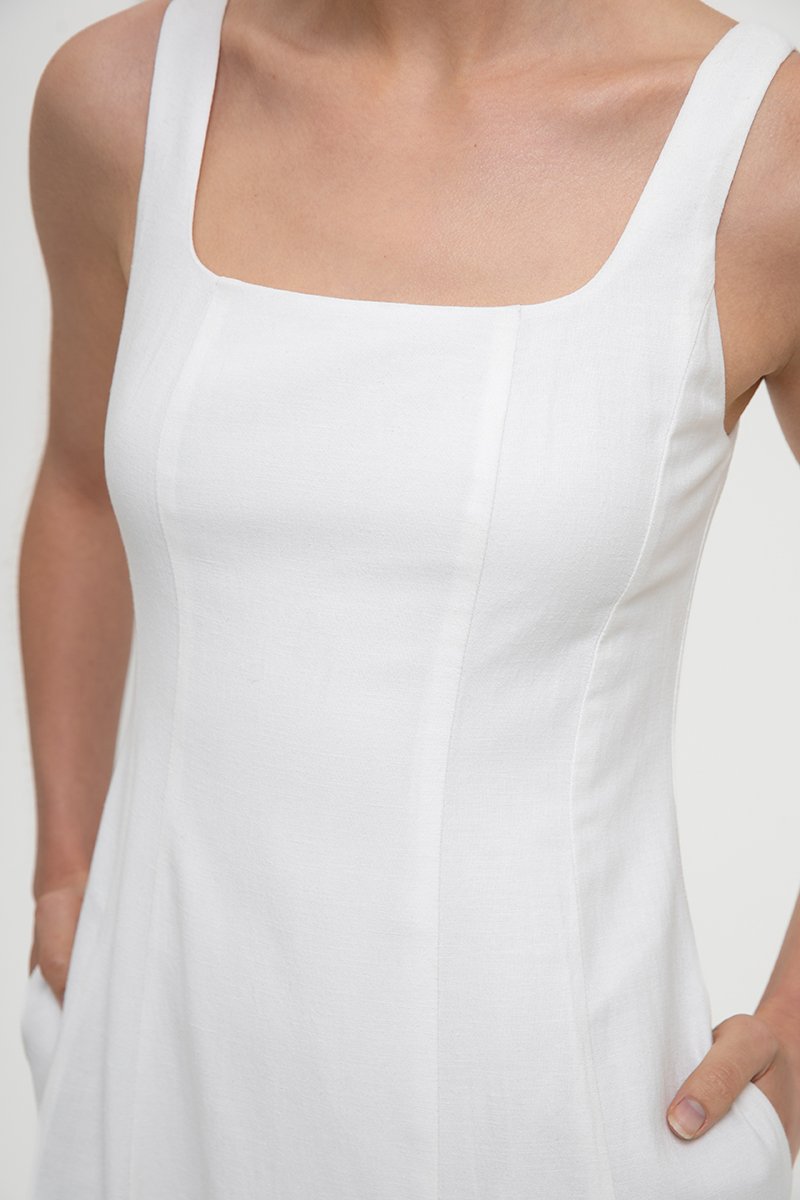 LILIANE PANELLED LINEN MIDI DRESS