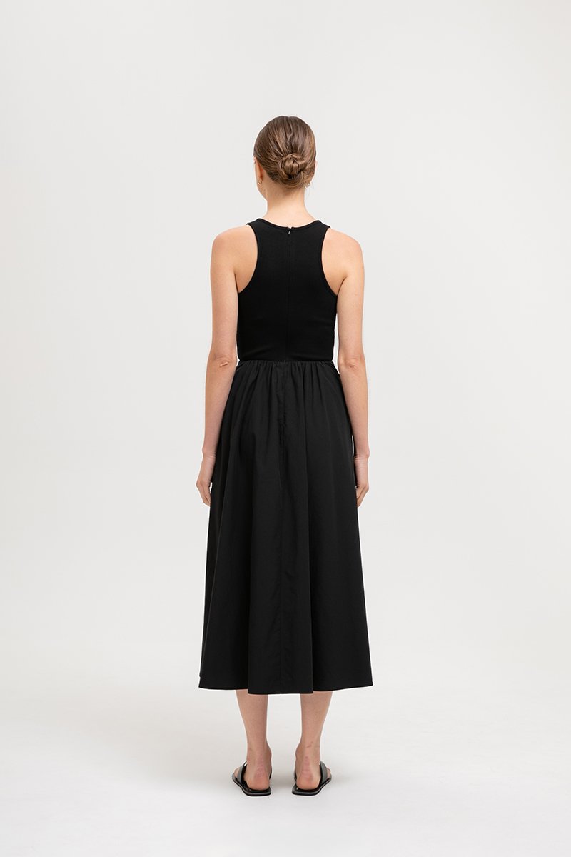 WENDY SCOOP NECK CONTRAST MIDI DRESS