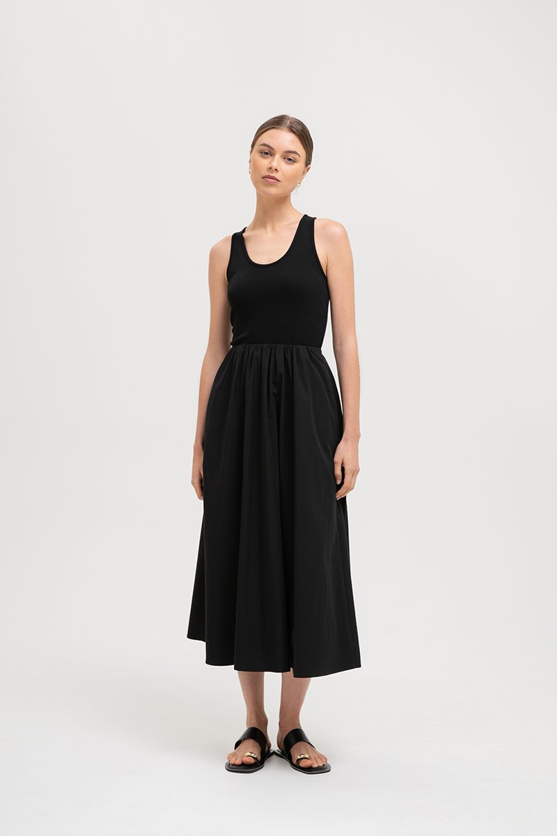 WENDY SCOOP NECK CONTRAST MIDI DRESS