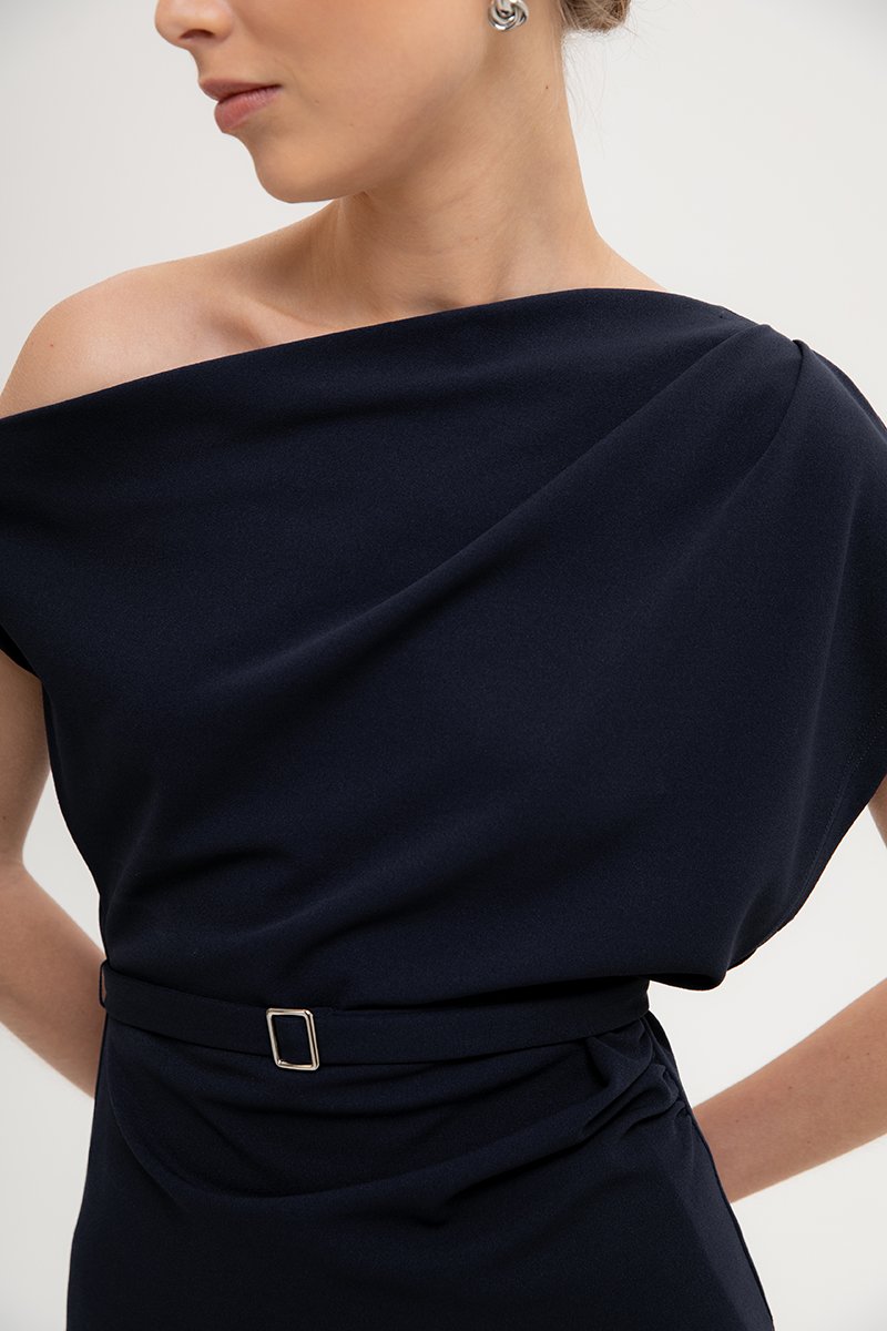 *BACKORDER 4* AMIRA ASYMMETRIC OFF SHOULDER TOP W BELT