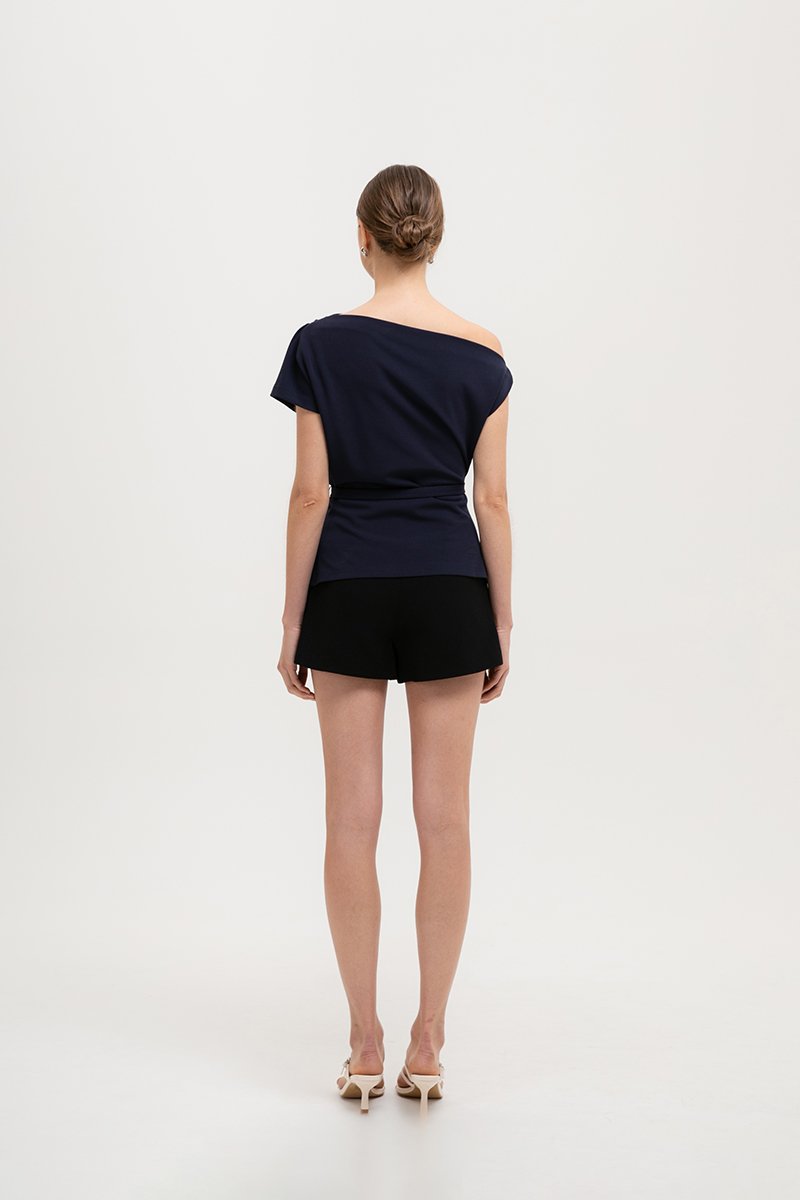 *BACKORDER 4* AMIRA ASYMMETRIC OFF SHOULDER TOP W BELT