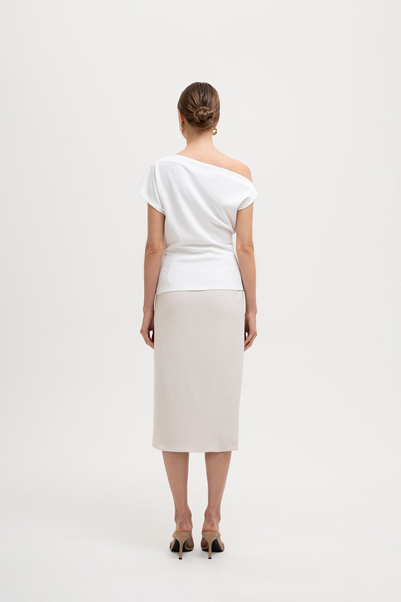 *BACKORDER 4* AMIRA ASYMMETRIC OFF SHOULDER TOP W BELT