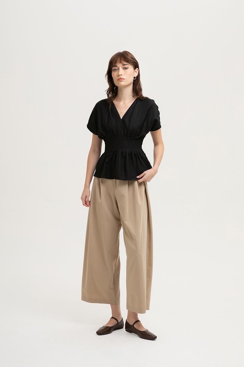 ANIKA PIN TUCK LINEN TOP