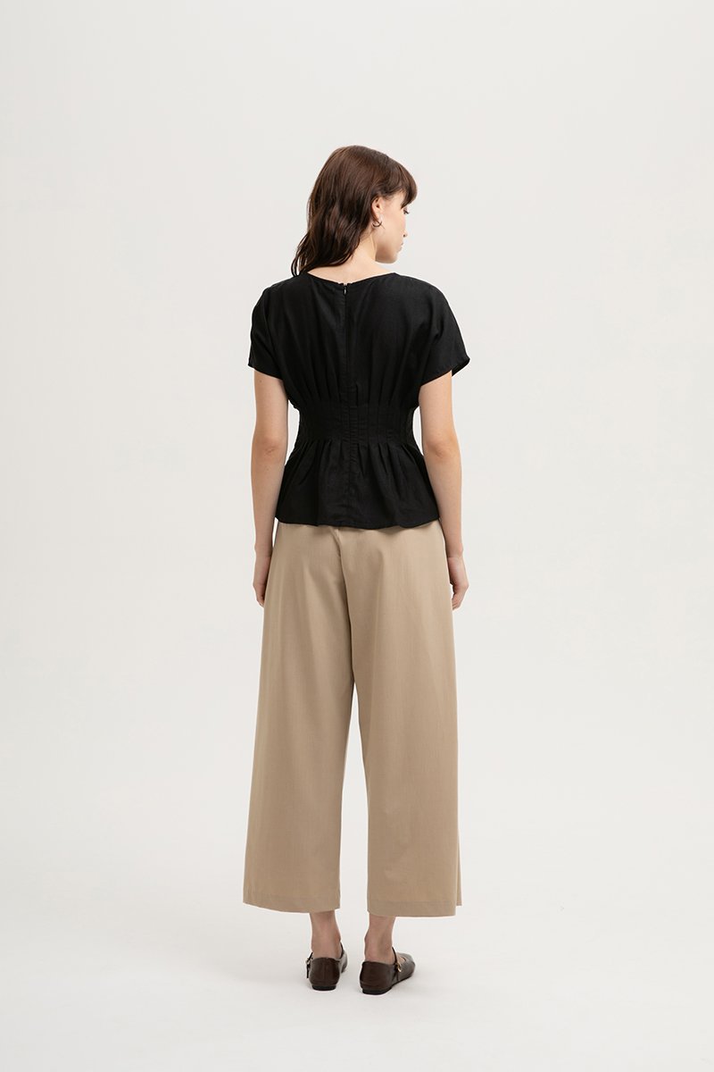 ANIKA PIN TUCK LINEN TOP