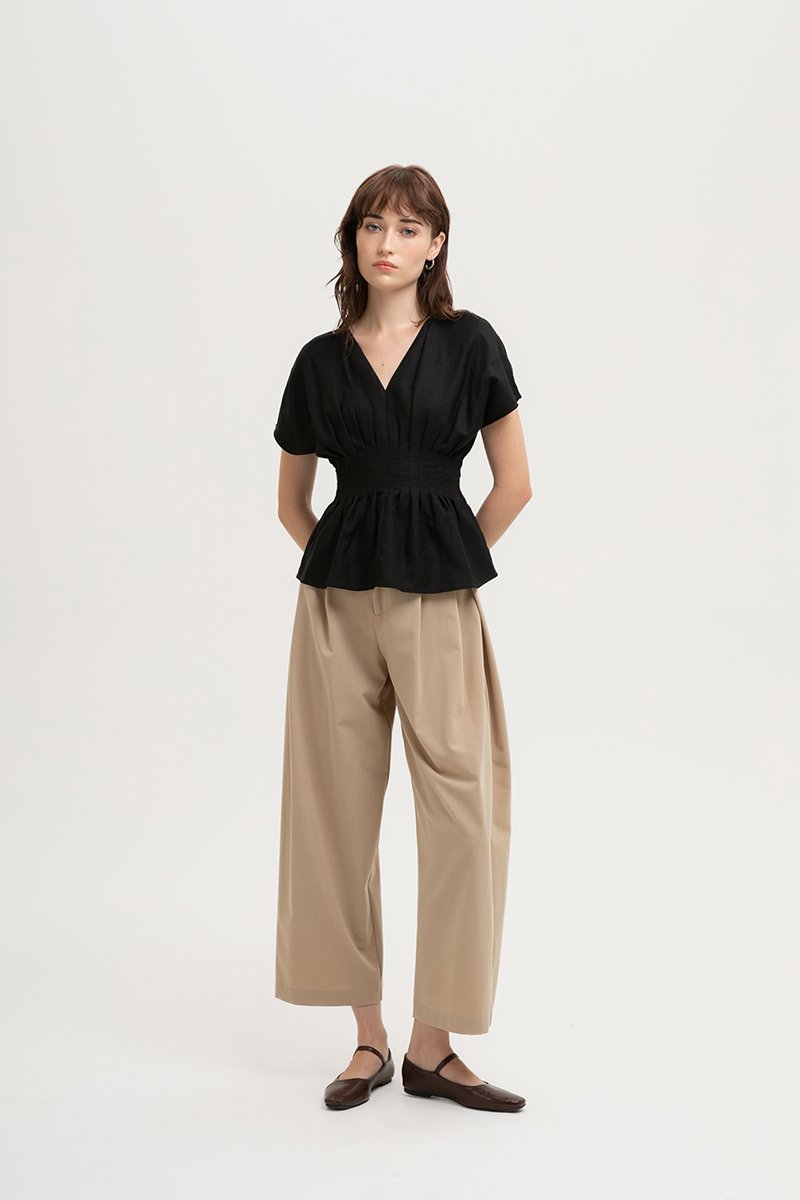 ANIKA PIN TUCK LINEN TOP