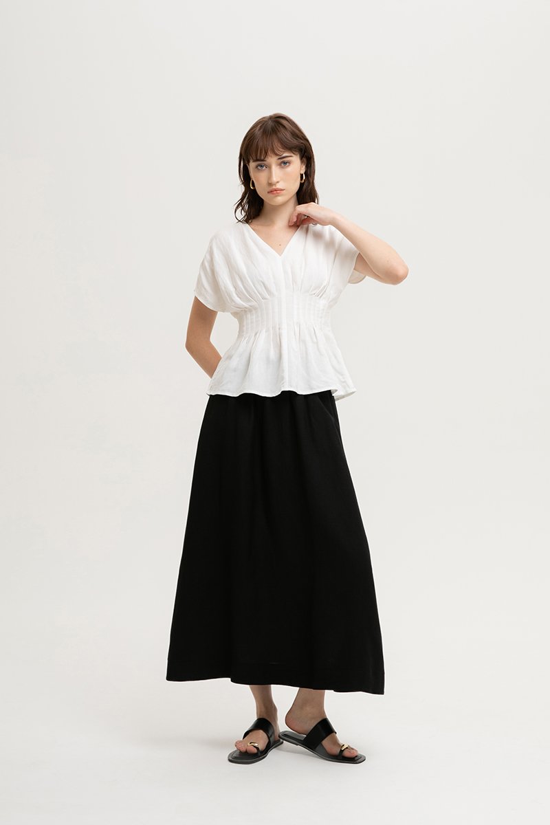 ANIKA PIN TUCK LINEN TOP