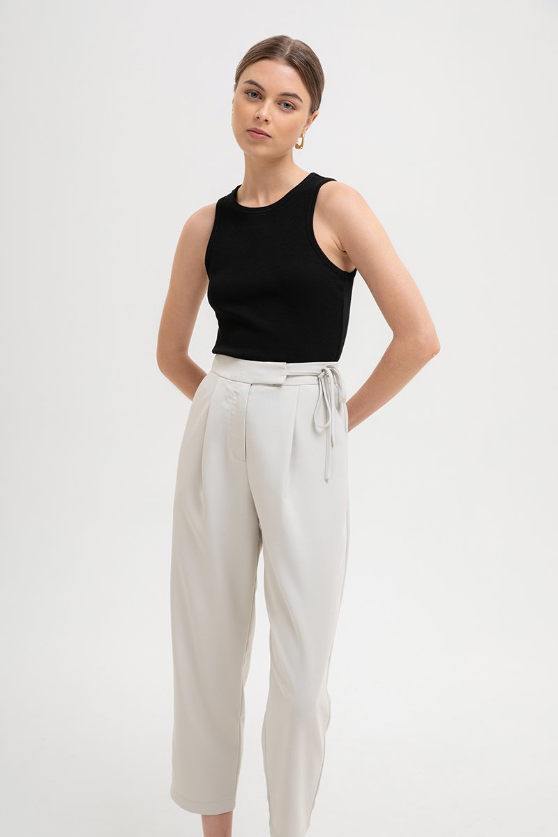 GAYLE TIE WAIST TAPERED PANTS GAYLE TIE WAIST TAPERED PANTS