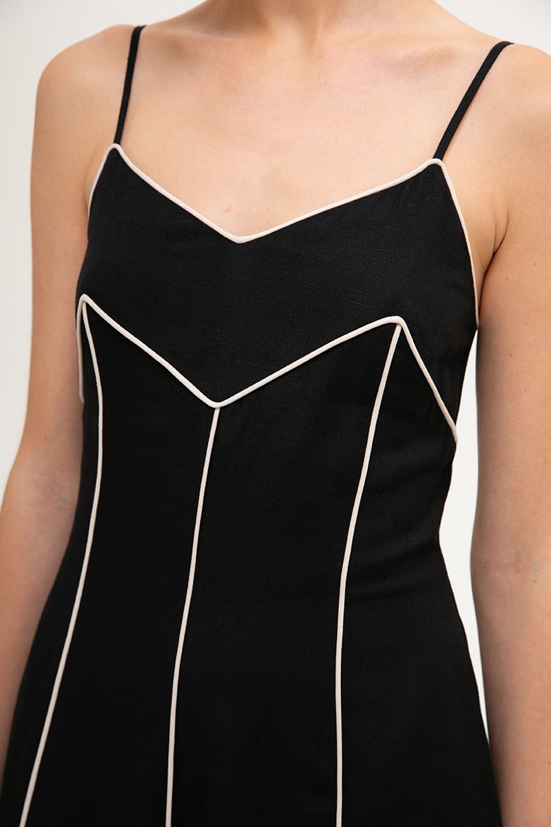 *BACKORDER 2* MAUREEN CONTRAST TRIM CAMI LINEN DRESS