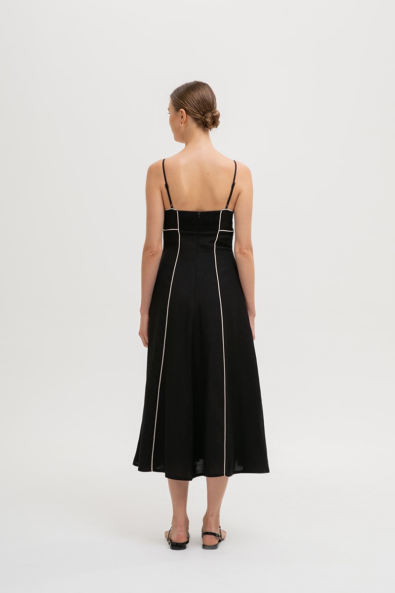*BACKORDER 2* MAUREEN CONTRAST TRIM CAMI LINEN DRESS