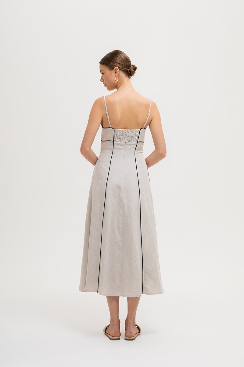 *BACKORDER 2* MAUREEN CONTRAST TRIM CAMI LINEN DRESS