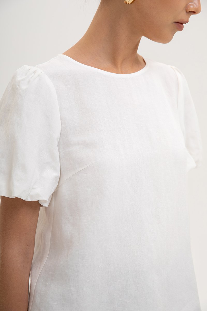 ALLANA PUFF SLEEVE LINEN TOP