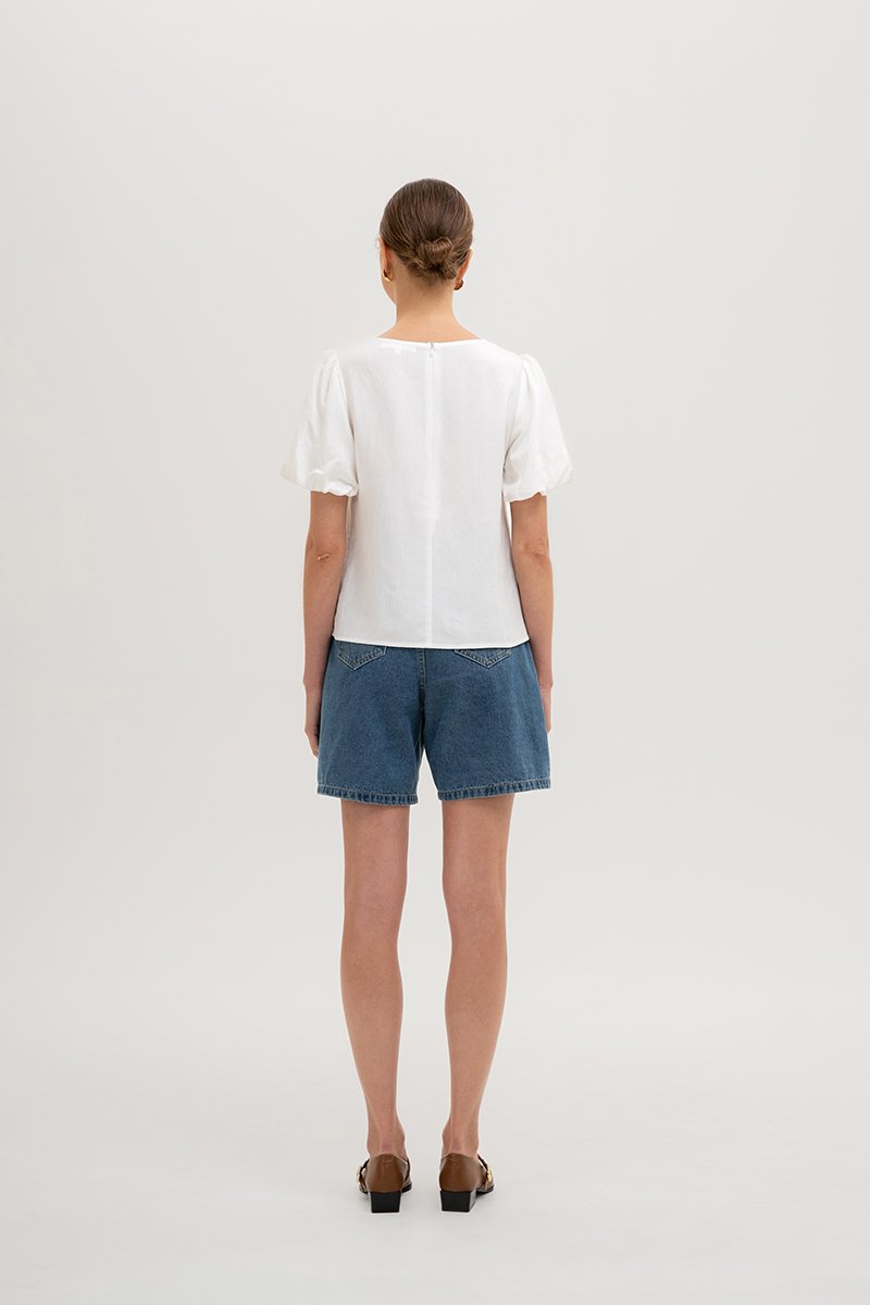 ALLANA PUFF SLEEVE LINEN TOP