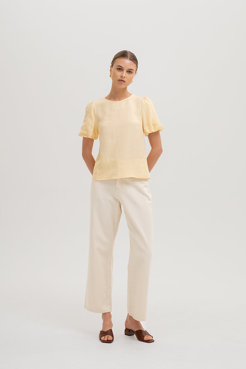 ALLANA PUFF SLEEVE LINEN TOP