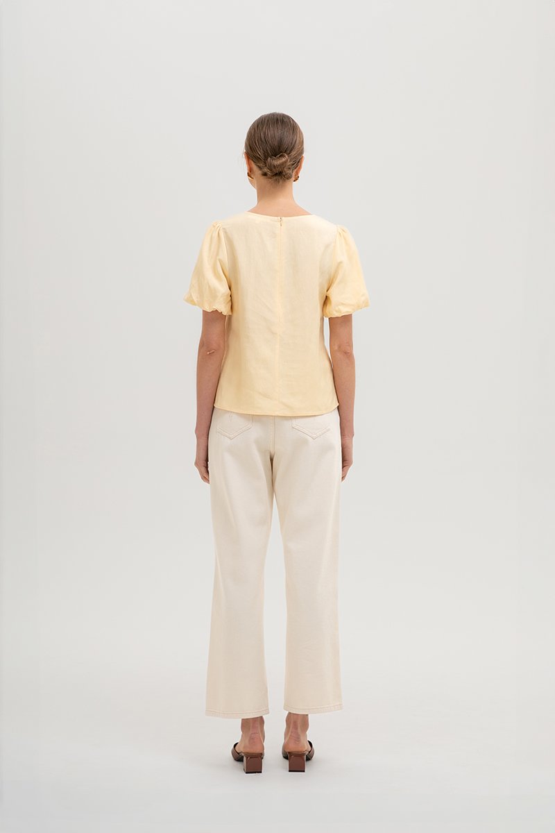 ALLANA PUFF SLEEVE LINEN TOP