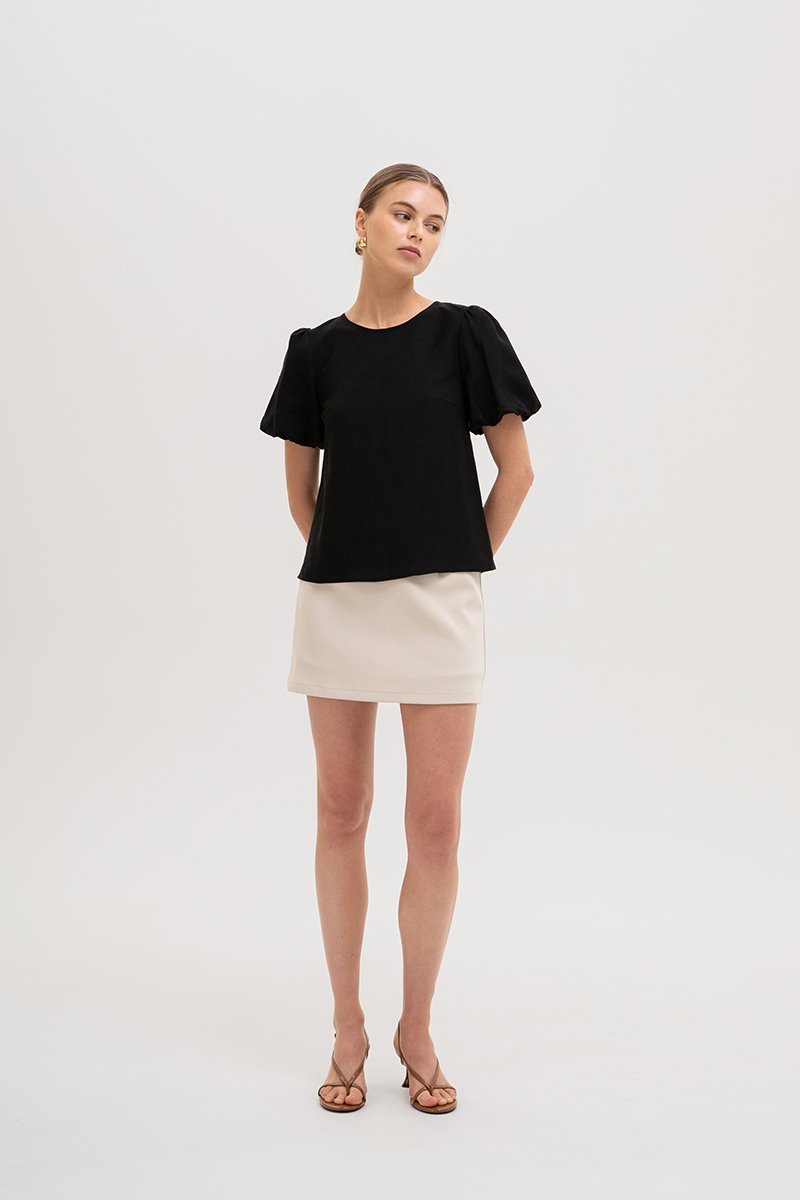 ALLANA PUFF SLEEVE LINEN TOP