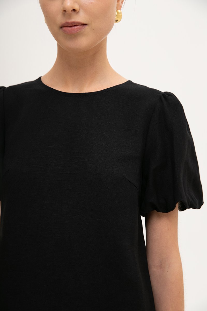 ALLANA PUFF SLEEVE LINEN TOP