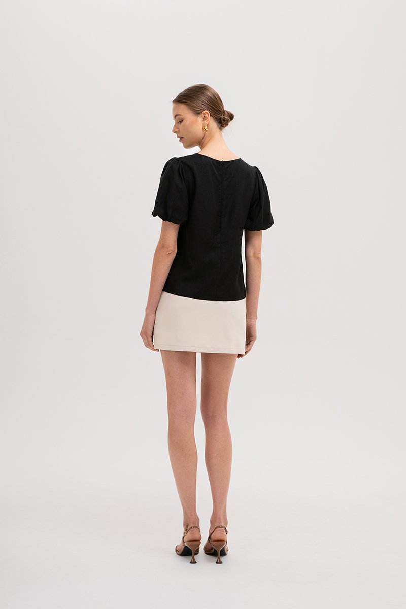 ALLANA PUFF SLEEVE LINEN TOP