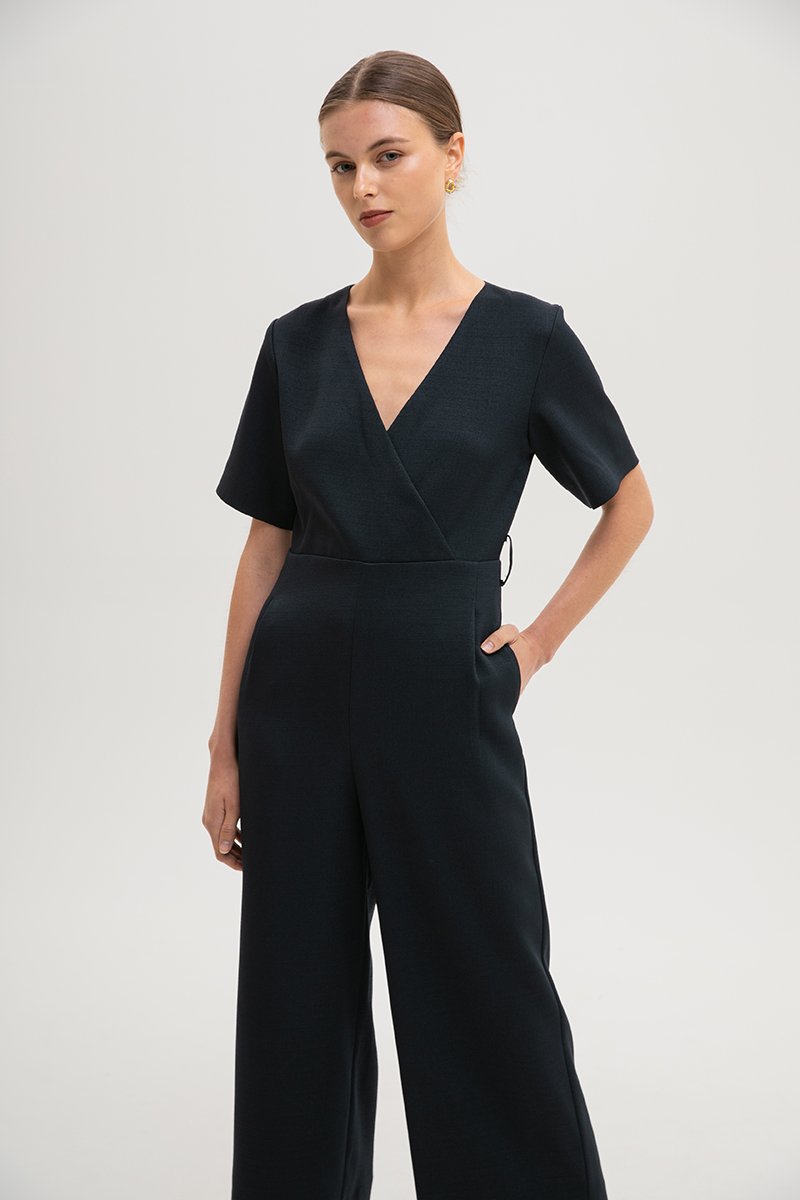 ABBIE TEXTURED JUMPSUIT W SASH