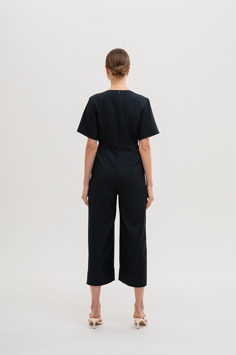 ABBIE TEXTURED JUMPSUIT W SASH