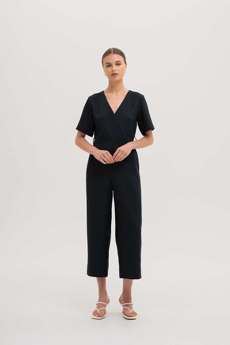 ABBIE TEXTURED JUMPSUIT W SASH