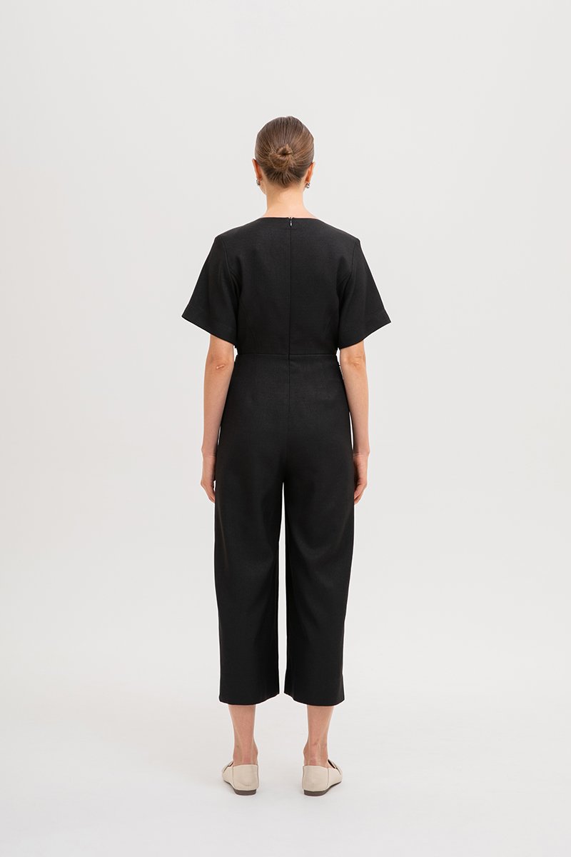 ABBIE TEXTURED JUMPSUIT W SASH