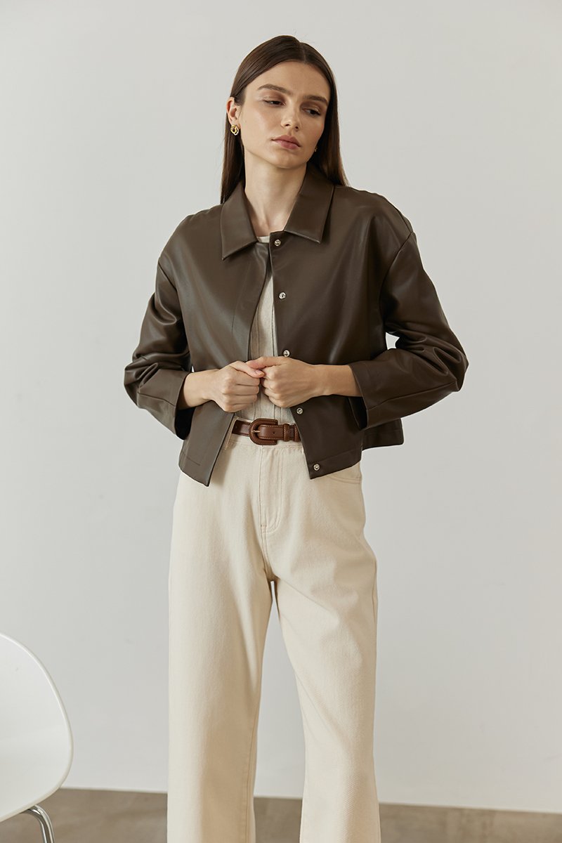 OLSEN OVERSIZED LEATHER JACKET