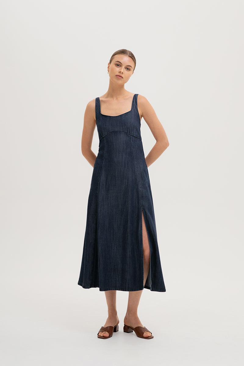 JANETTE DENIM MIDI DRESS (REGULAR)