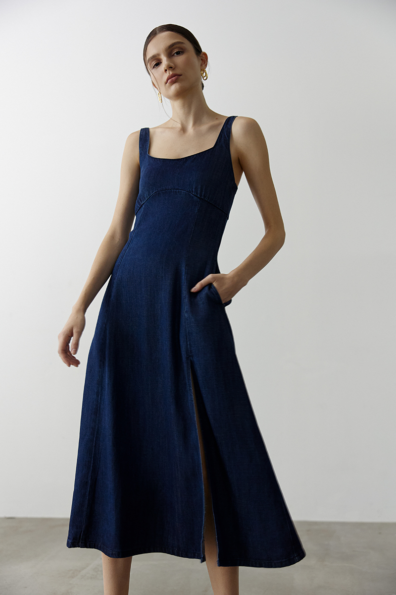 JANETTE DENIM MIDI DRESS (REGULAR)
