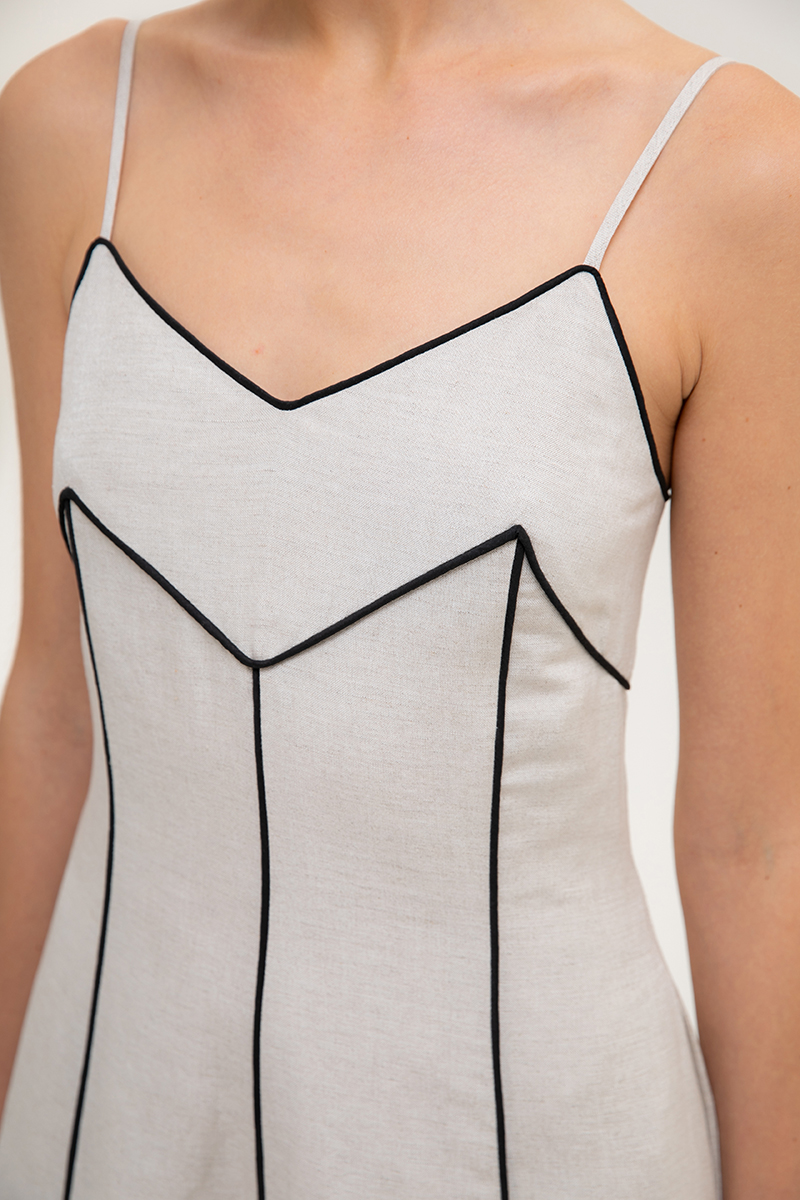 MAUREEN CONTRAST TRIM CAMI LINEN DRESS
