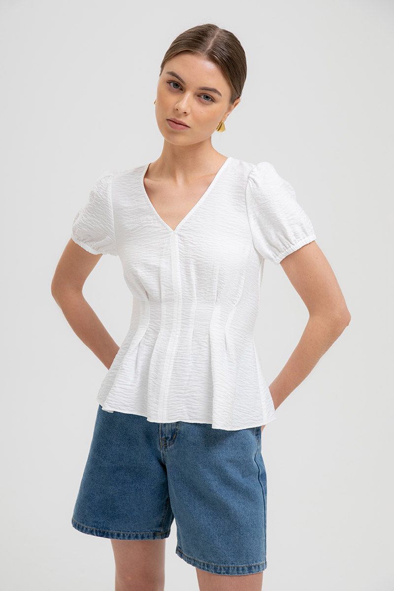 MIKAELA PIN TUCK BUTTONDOWN TOP