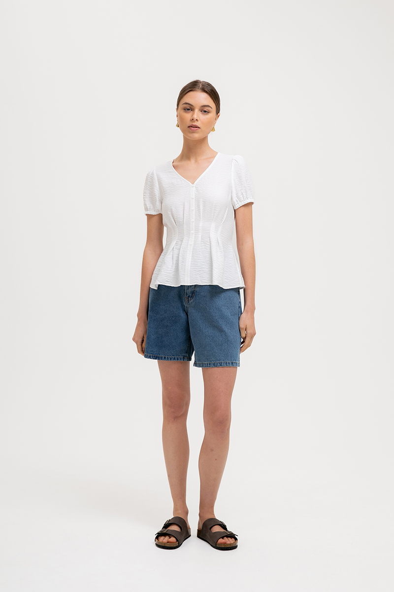 MIKAELA PIN TUCK BUTTONDOWN TOP