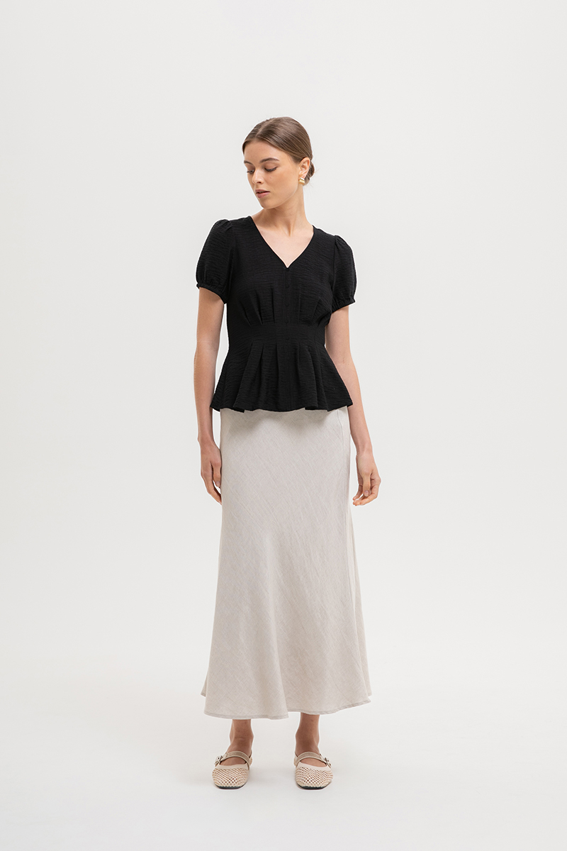 MIKAELA PIN TUCK BUTTONDOWN TOP