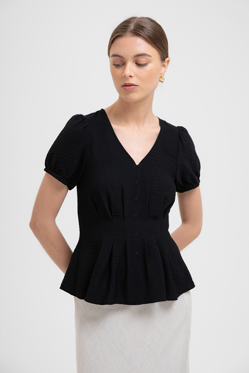 MIKAELA PIN TUCK BUTTONDOWN TOP