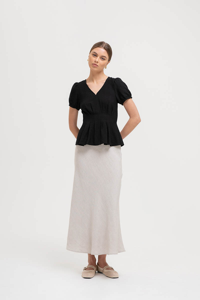 MIKAELA PIN TUCK BUTTONDOWN TOP
