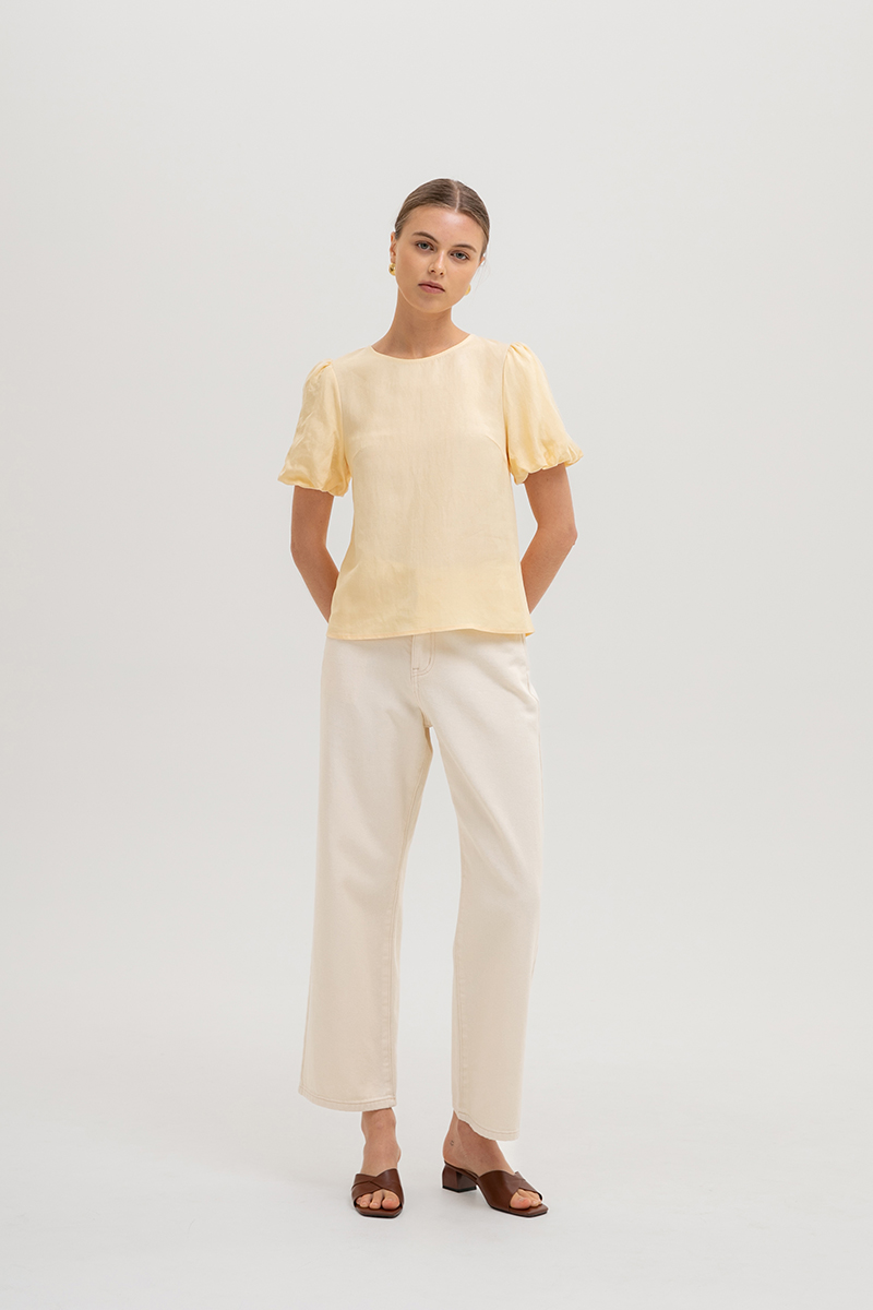 ALLANA PUFF SLEEVE LINEN TOP
