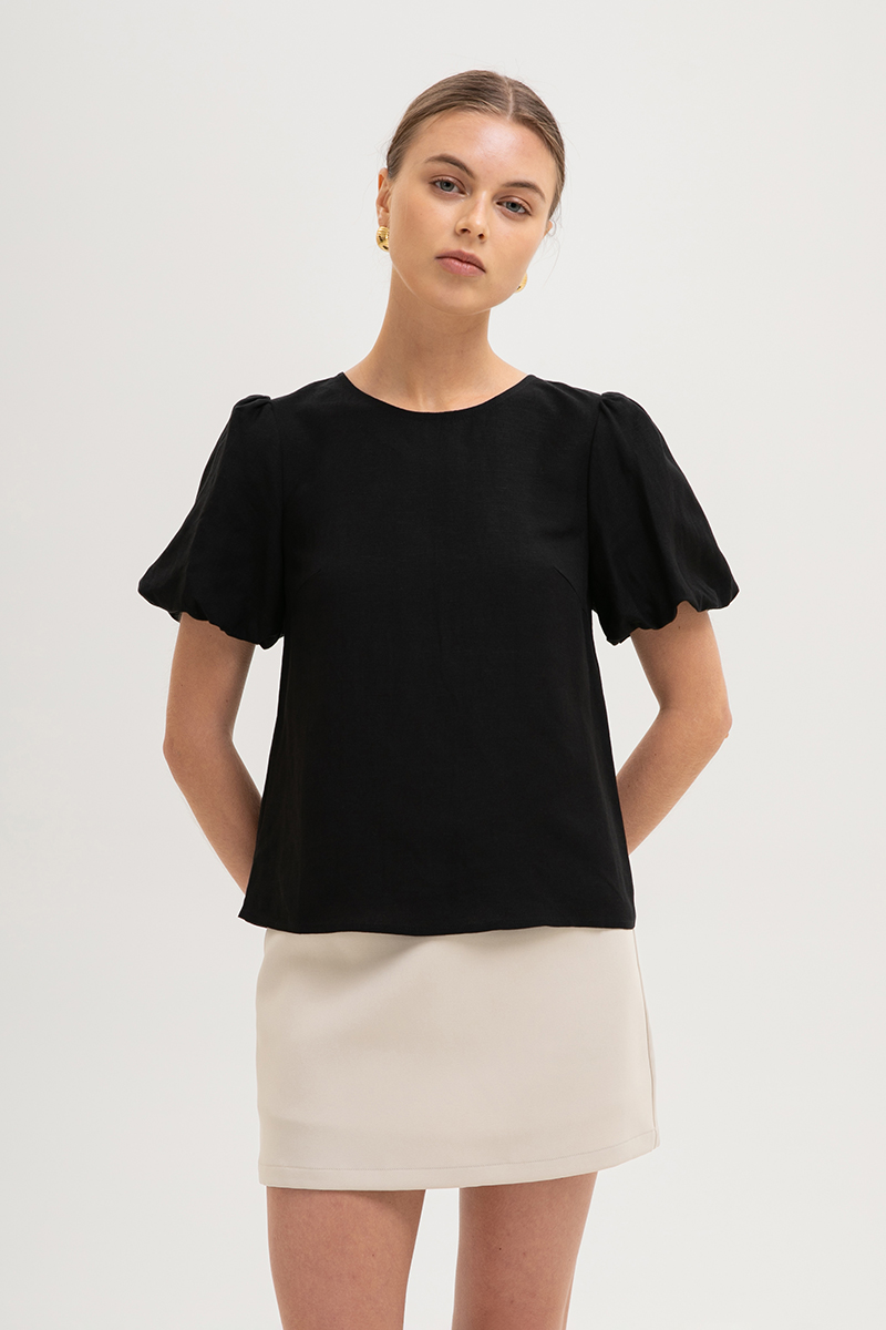 ALLANA PUFF SLEEVE LINEN TOP