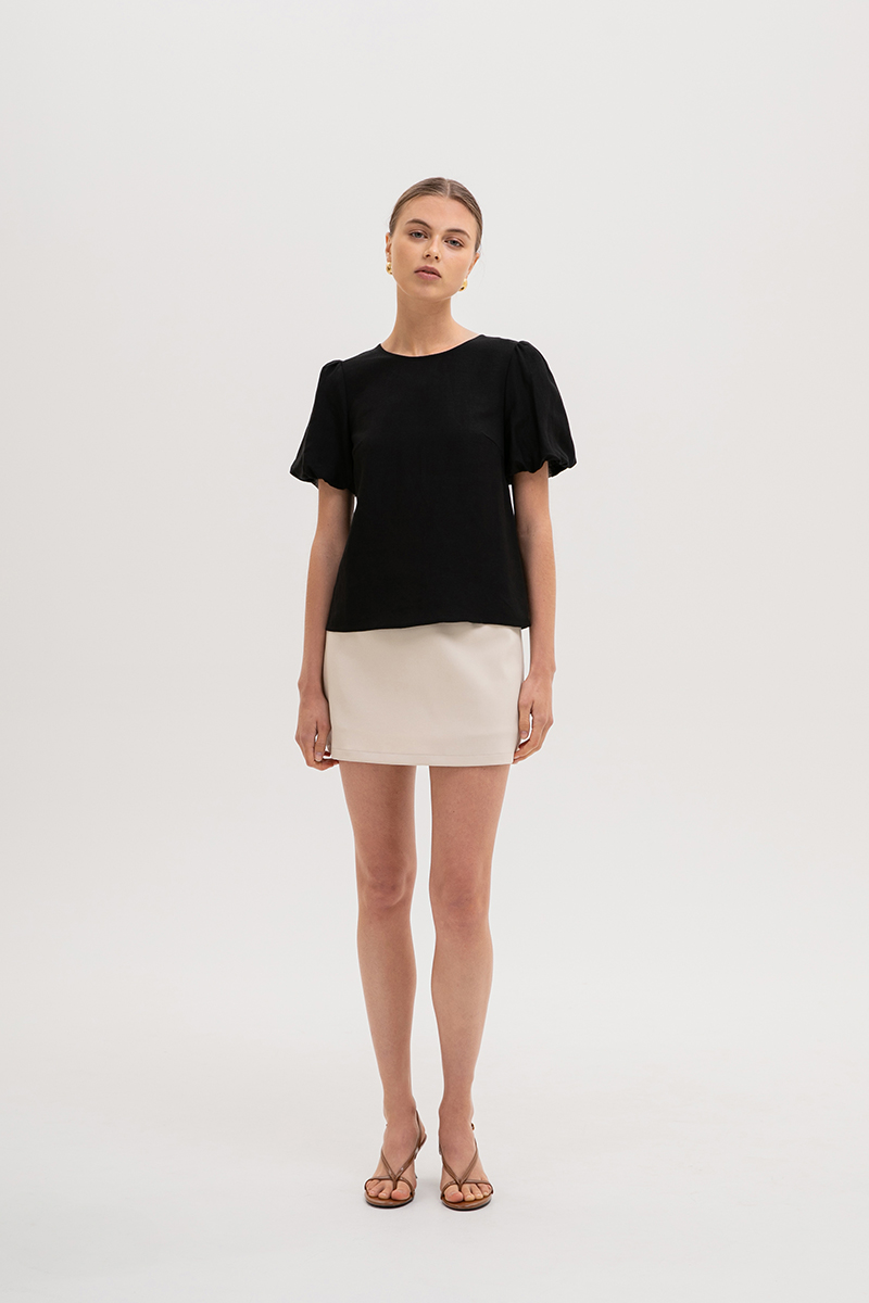 ALLANA PUFF SLEEVE LINEN TOP