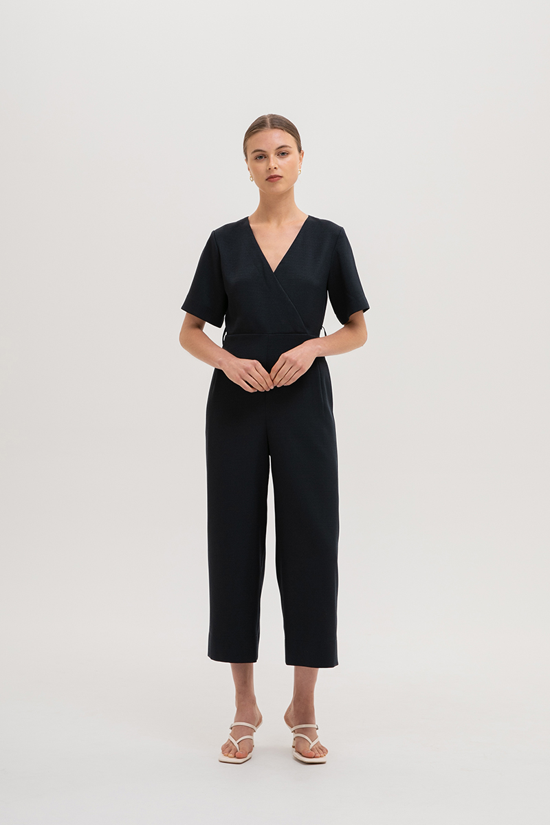 ABBIE TEXTURED JUMPSUIT W SASH