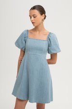 SIMONE PUFF SLEEVES DENIM DRESS