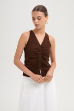 KATIYA RUCHED LINEN TOP KATIYA RUCHED LINEN TOP