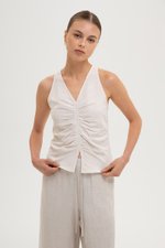 KATIYA RUCHED LINEN TOP KATIYA RUCHED LINEN TOP