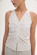 KATIYA RUCHED LINEN TOP KATIYA RUCHED LINEN TOP
