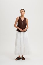 HEATHER SLEEVELESS BUTTONDOWN LINEN TOP