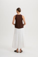 HEATHER SLEEVELESS BUTTONDOWN LINEN TOP