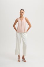 HEATHER SLEEVELESS BUTTONDOWN LINEN TOP