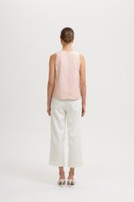 HEATHER SLEEVELESS BUTTONDOWN LINEN TOP