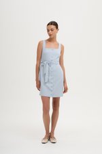 CALLIA BUTTONDOWN SHORT LINEN DRESS W SASH