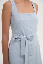 CALLIA BUTTONDOWN SHORT LINEN DRESS W SASH
