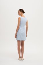 CALLIA BUTTONDOWN SHORT LINEN DRESS W SASH