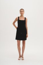 CALLIA BUTTONDOWN SHORT LINEN DRESS W SASH